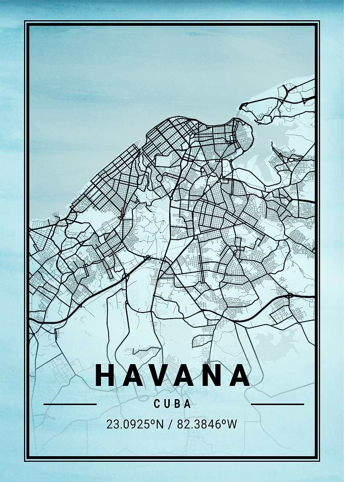Havana City Map Cuba