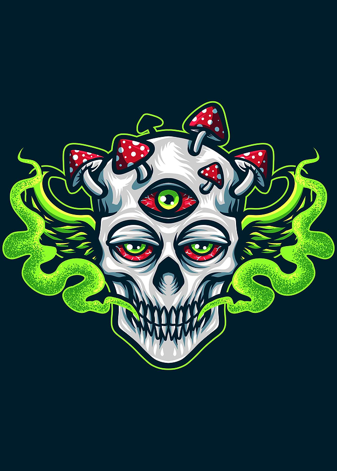 Mushroom skull head smoke