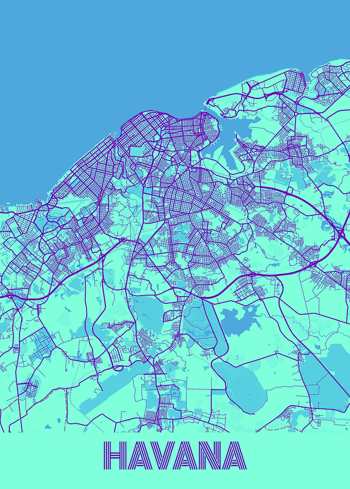 Havana City Map Cuba