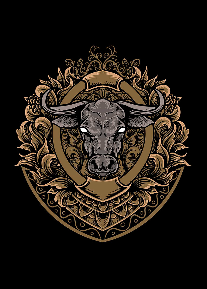 bull head with engraving