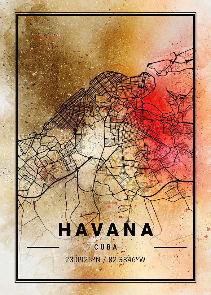 Havana City Map Cuba