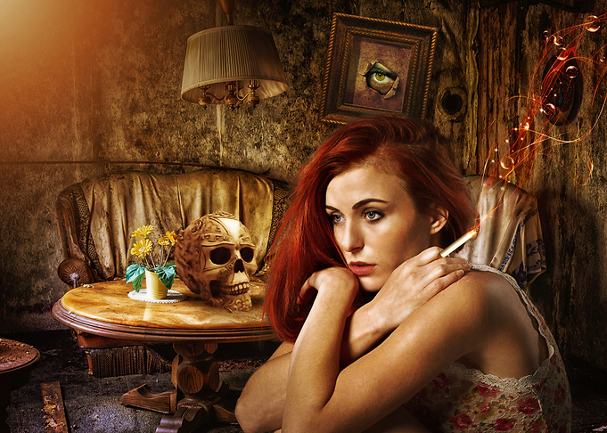 Horror Woman Skull Art