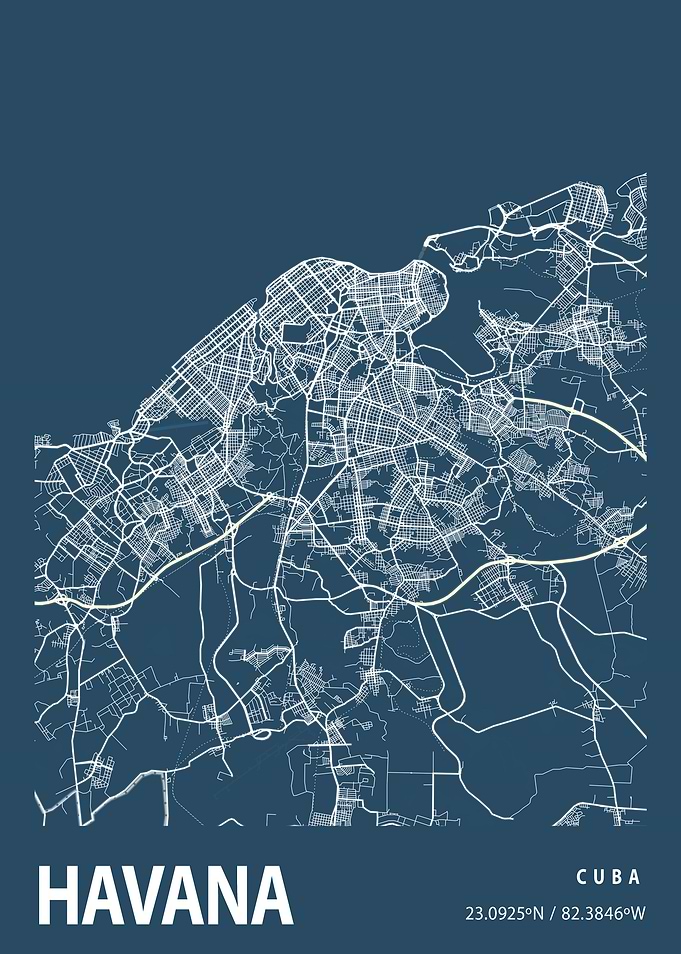 Havana City Map Cuba