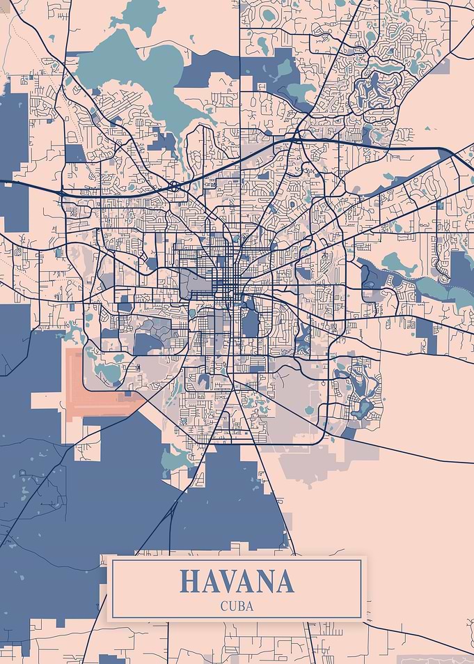 Havana City Map Cuba