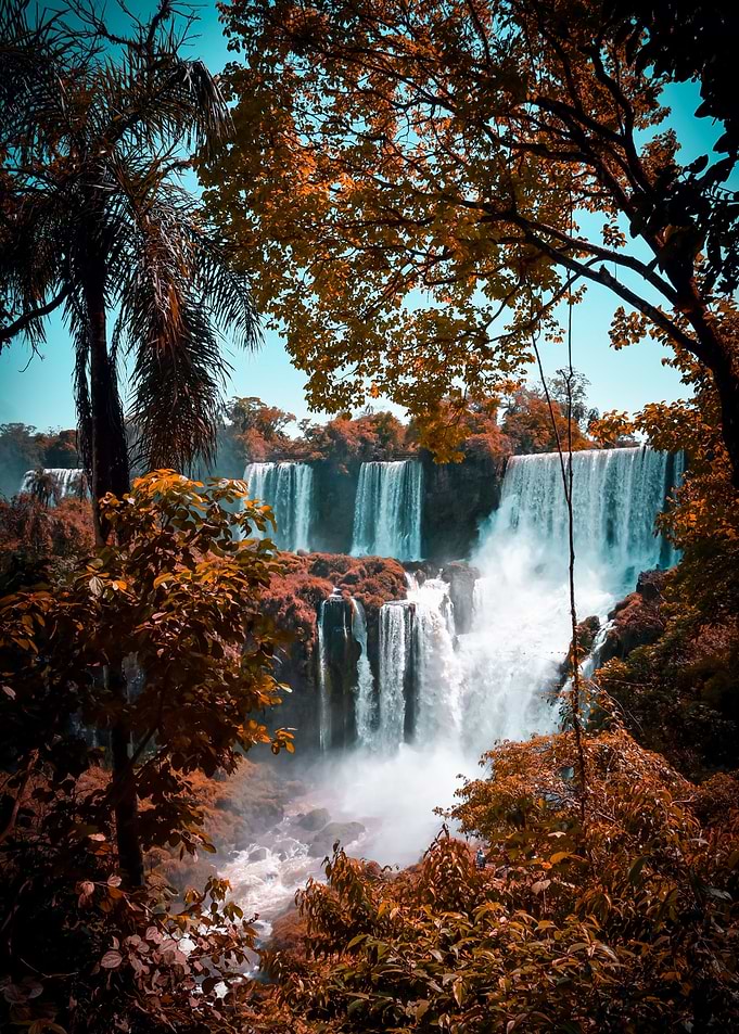 Waterfall in Autumn Nature