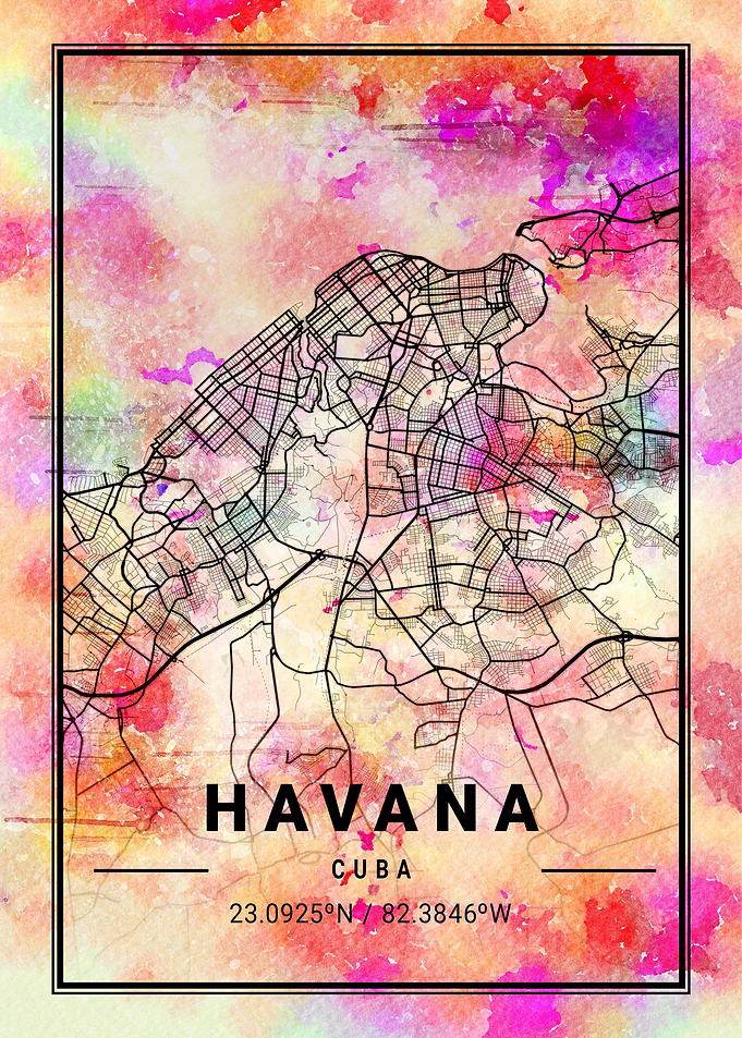 Havana City Map Cuba