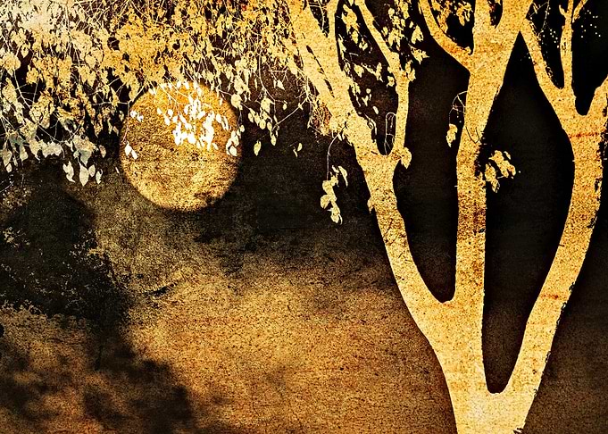 Golden Moon and Tree