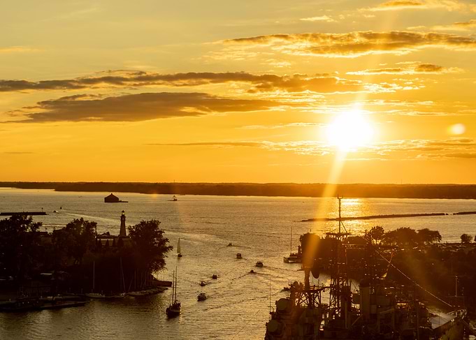 Sunset over Buffalo Harbor