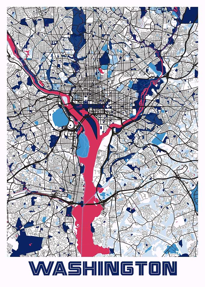 Washington City Map USA