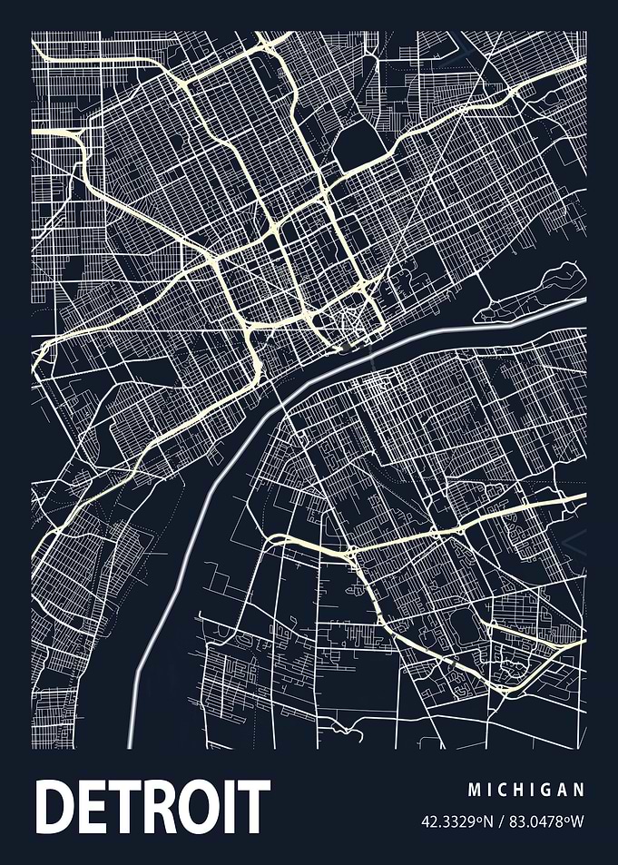 Detroit City Map USA