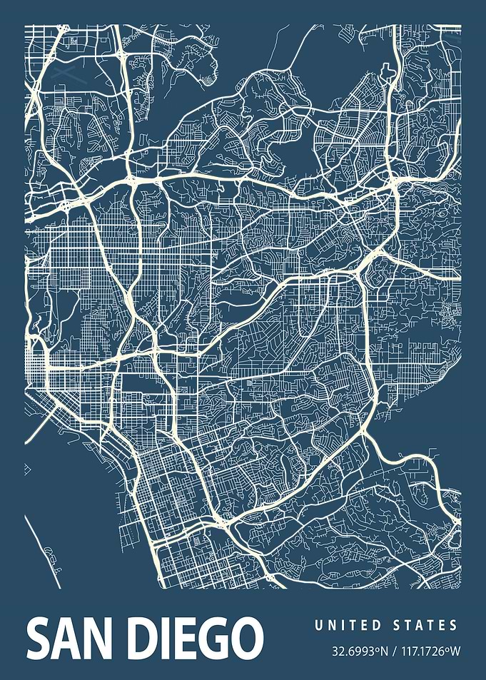 San Diego City Map USA