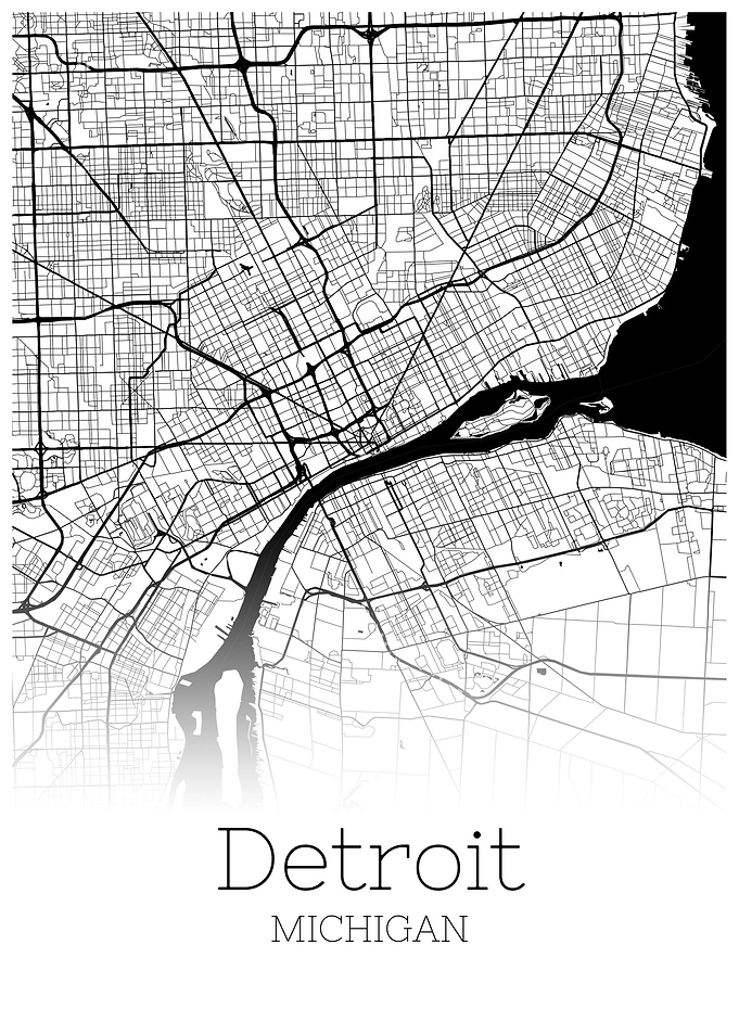 Detroit City Map USA