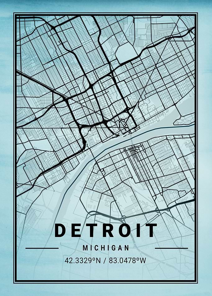 Detroit City Map USA