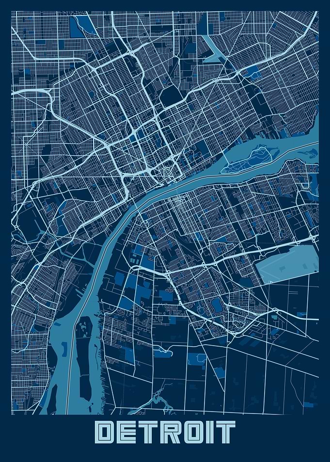 Detroit City Map USA