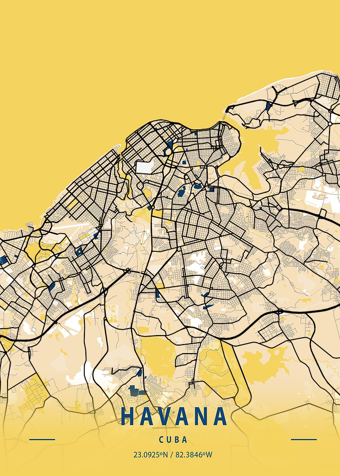 Havana City Map Cuba