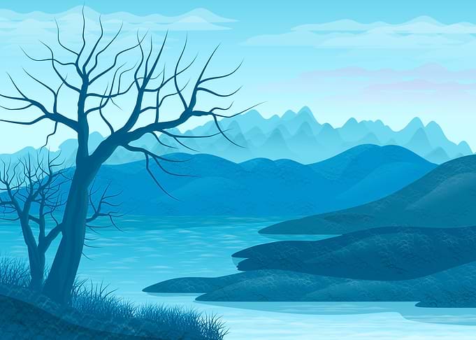 Illustrate Blue Landscape