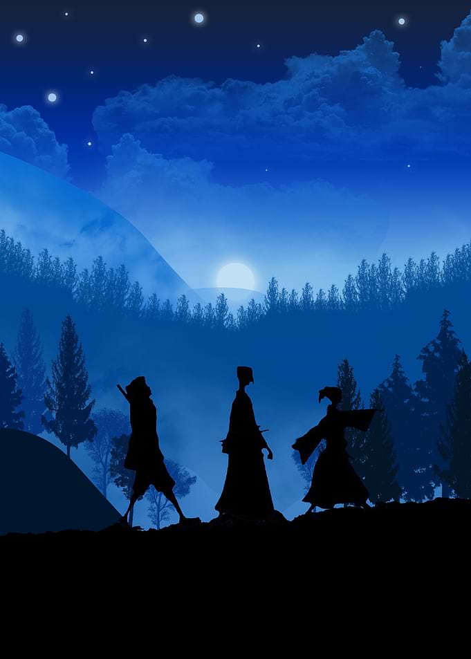 sunset with samurai