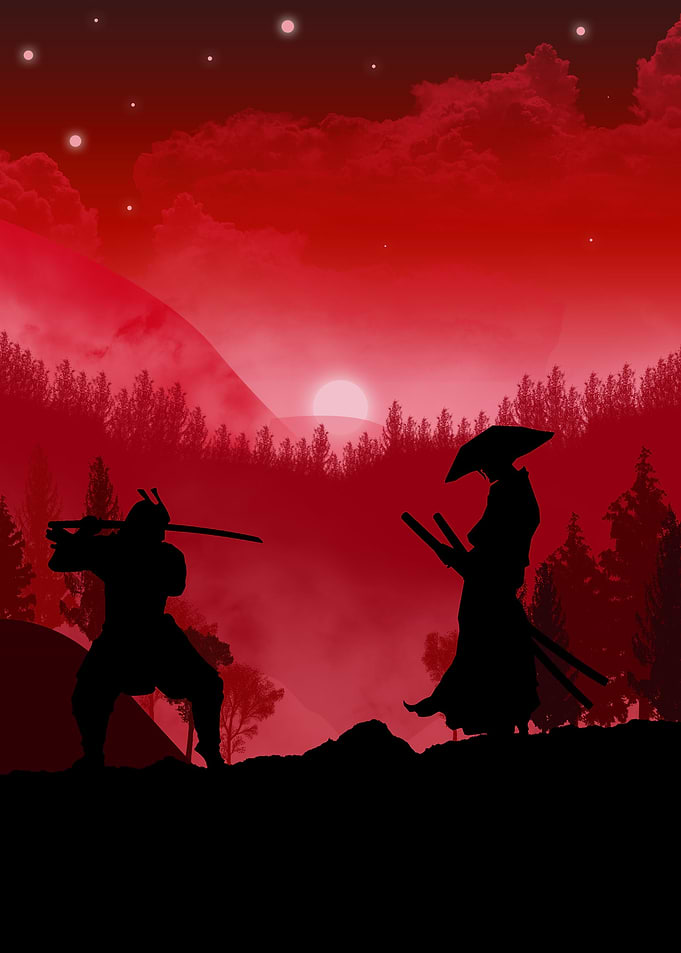 sunset with samurai