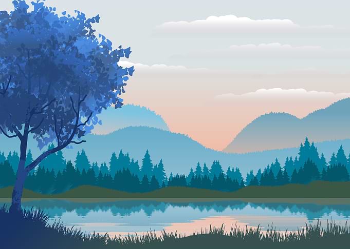 Illustrated lake