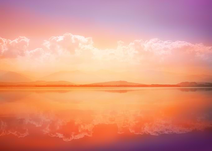 Sunset at monntain lake