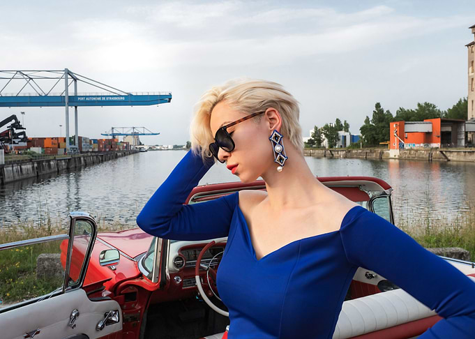 Girl and Cadillac