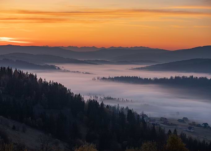 Autumn foggy mountains