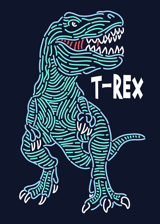 Dinosaur Rex in neon light