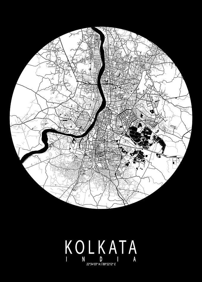 Kolkata City Map Full Moon