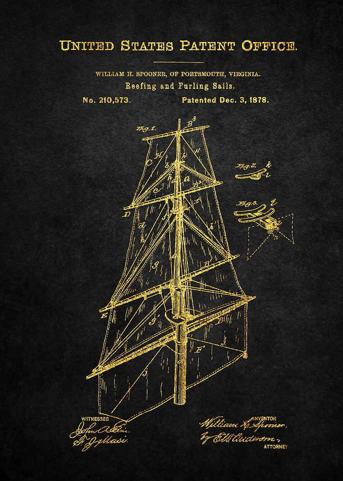 16 Ship Sails Patent Prin
