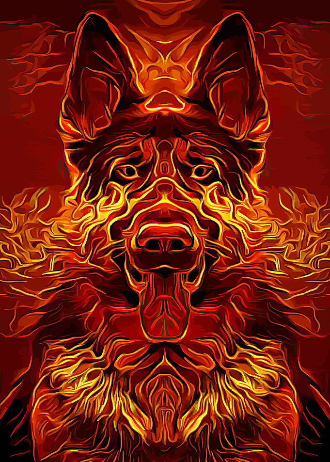 German Shepherd Burning