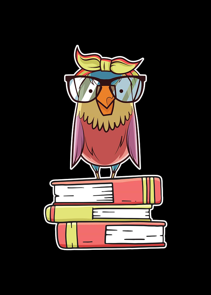 Budgie On Pile Of Books