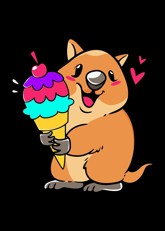 Quokka Eating Ice Cream