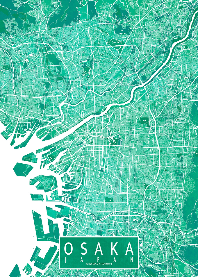 Osaka City Map Watercolor