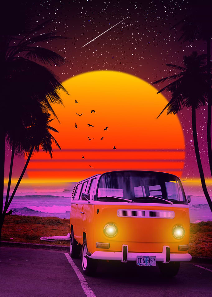 vintage car on the beach