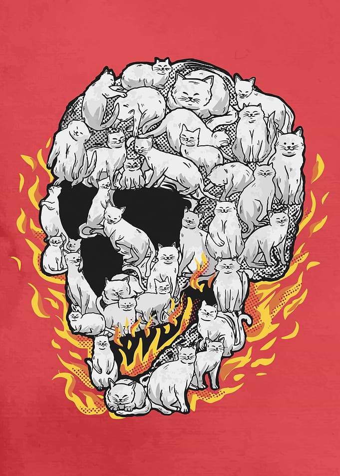 Skull Cats on Fire