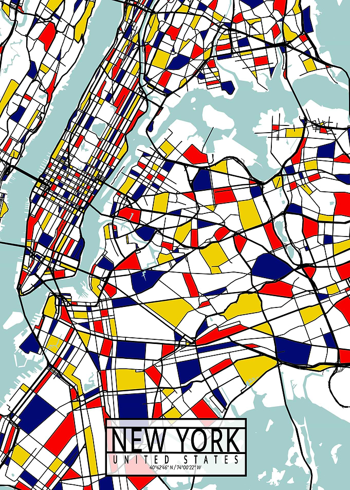 New York City Map Mondrian