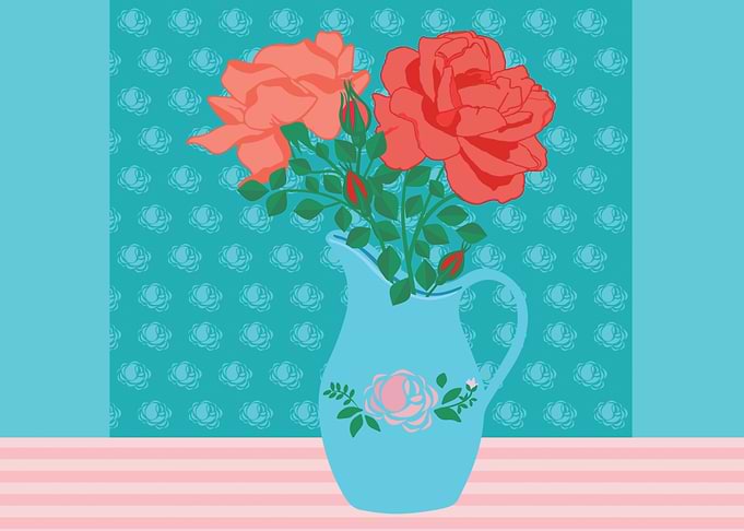 Vase Roses Floral Bouquet