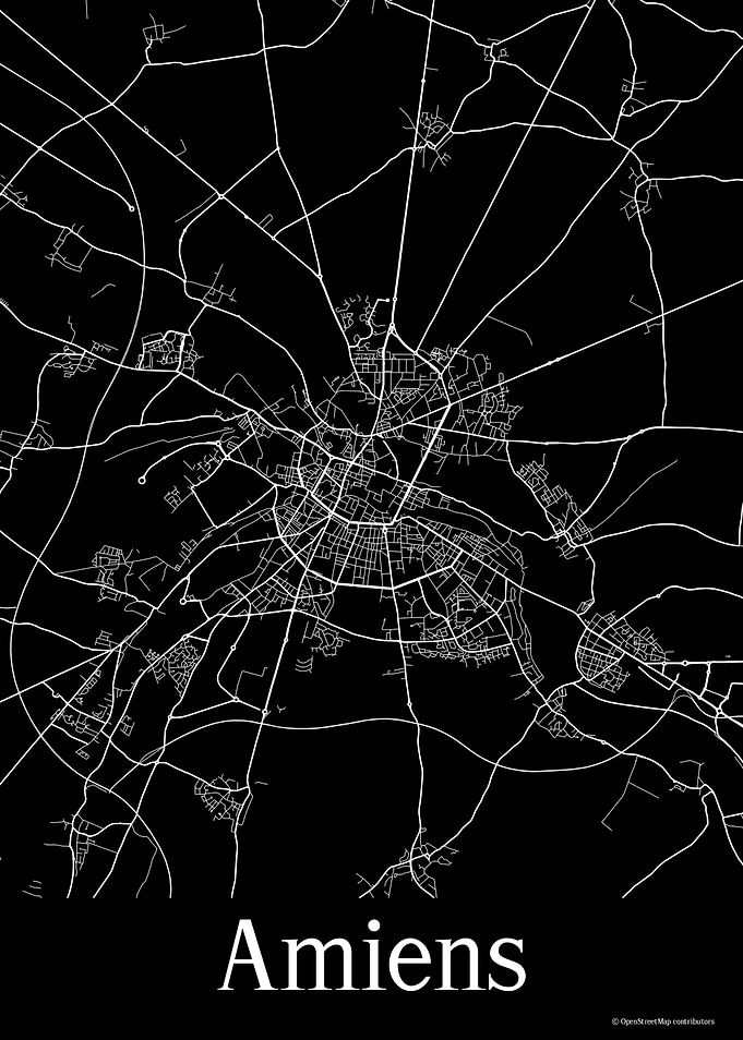 Amiens France Black Map