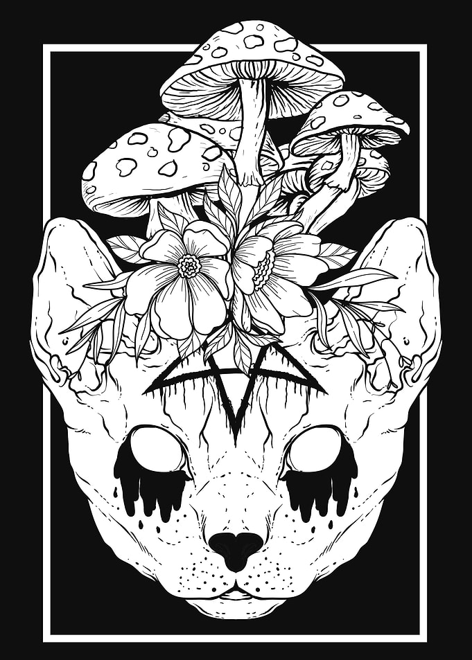 Cottagecore Gothic Cat
