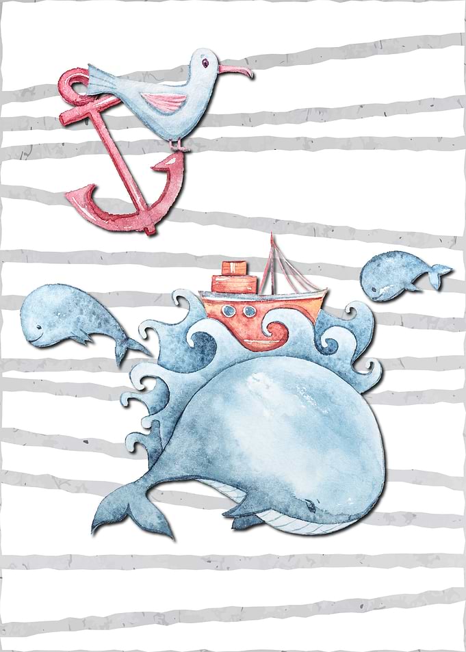 Whale Anchor Ocean KidsArt
