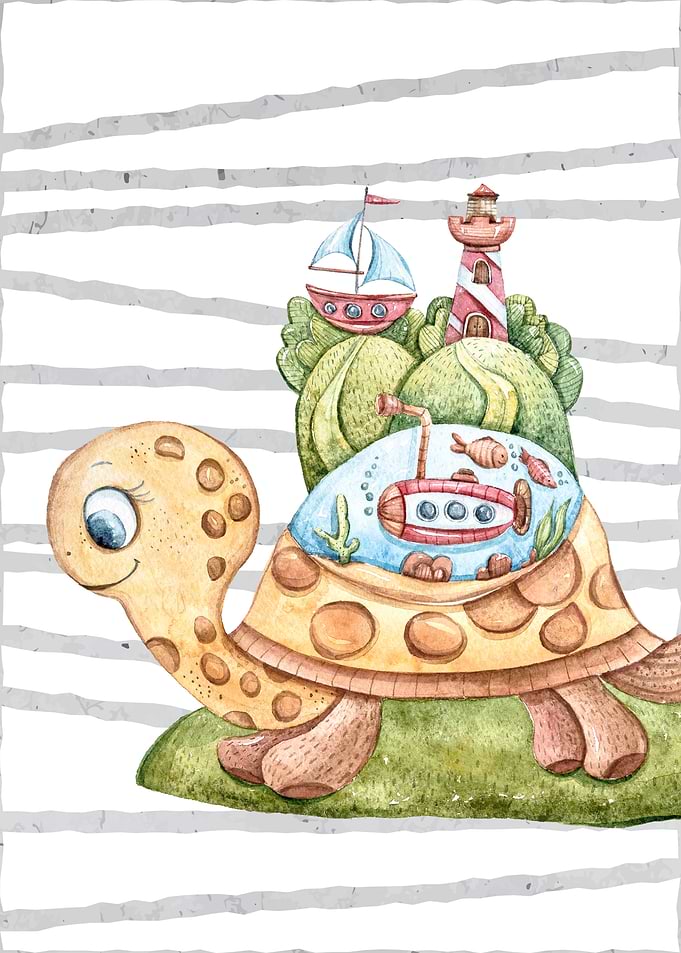 Cute Turtle Kids Wall Art