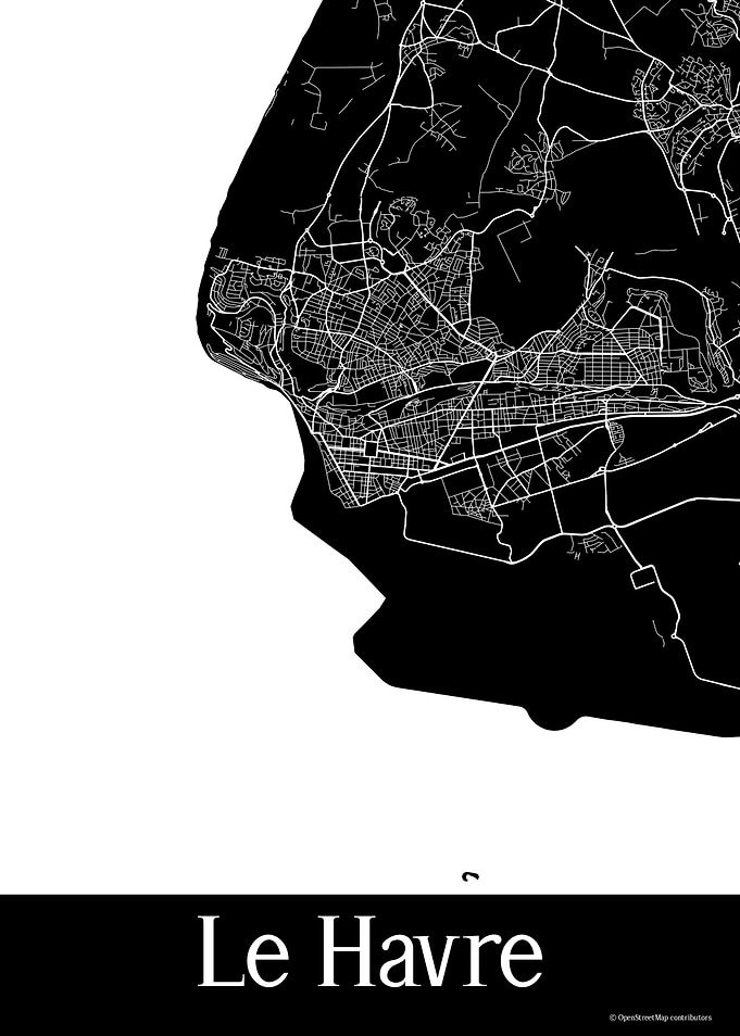 Le Havre France Black Map