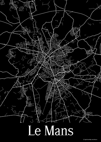 Le Mans France Black Map