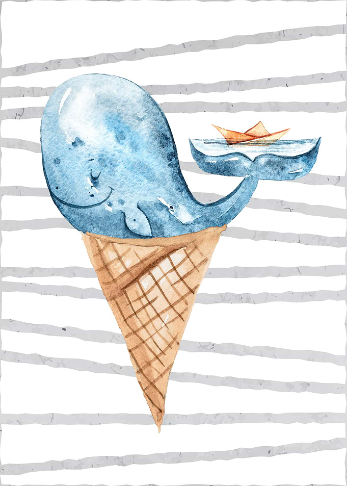 Cute Whale Ice creme Kids