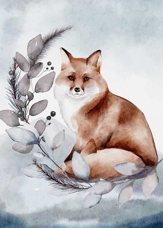 Fox with a flower