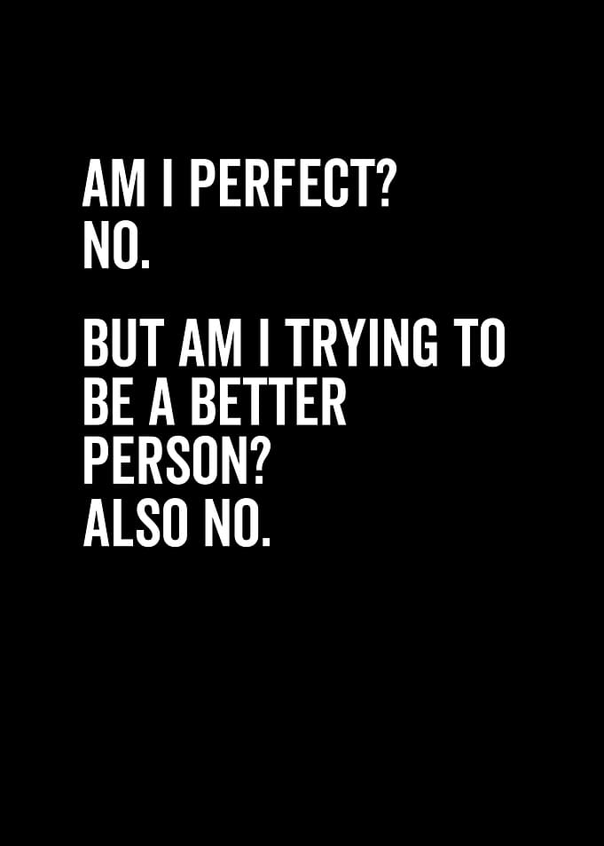 Am I Perfect No I Am