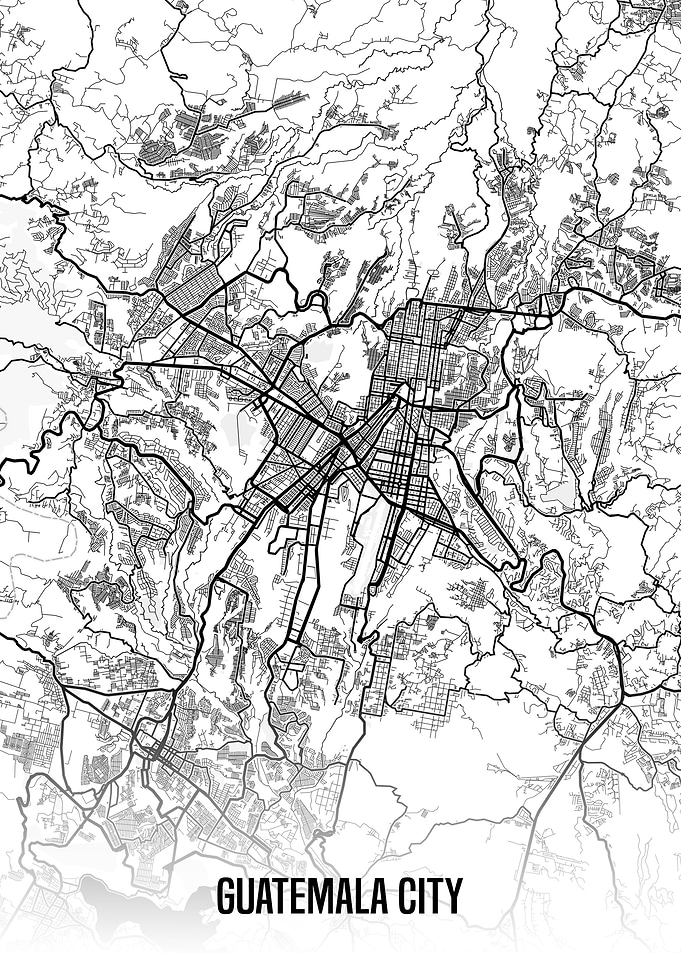 Guatemala City white map