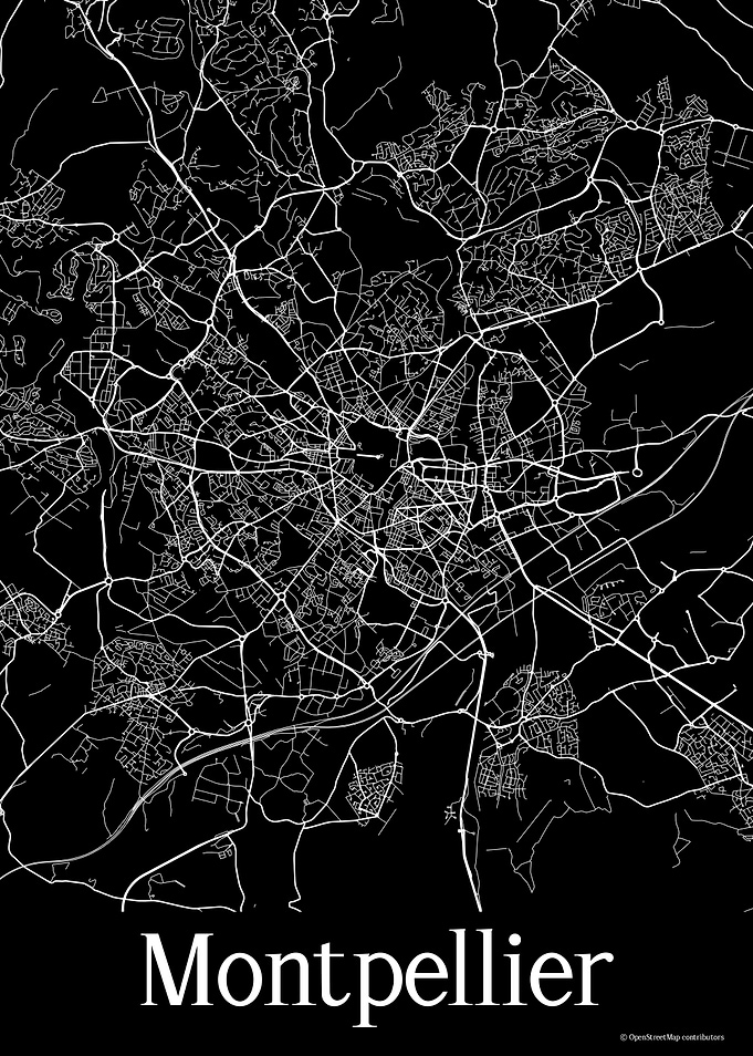 Montpellier Black Map