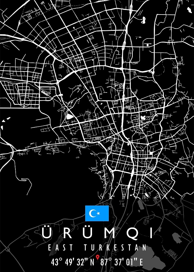 URUMQI MAP EAST TURKESTAN