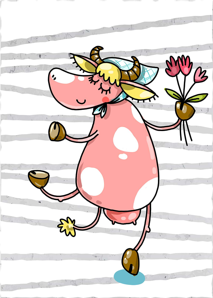 Funny Cow Dancing Wall Art